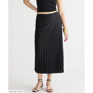 NEW J Crew Women's Skirt 3X Plus Gwyneth Pleated Slip Skirt Satin Midi Pull On